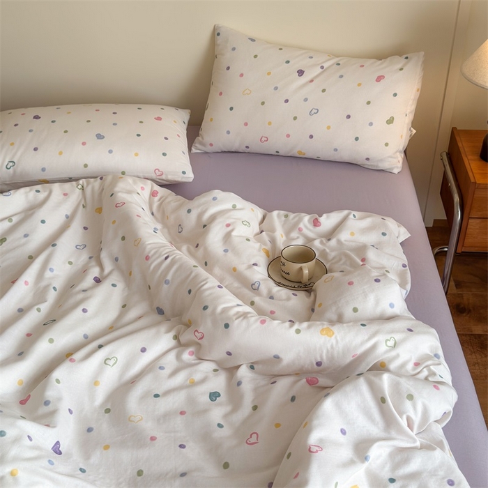 91家纺网 家纺一手货源 找家纺 曲之慕2025新款A类母婴级有氧全棉纯棉双层纱印花四件套 彩虹糖