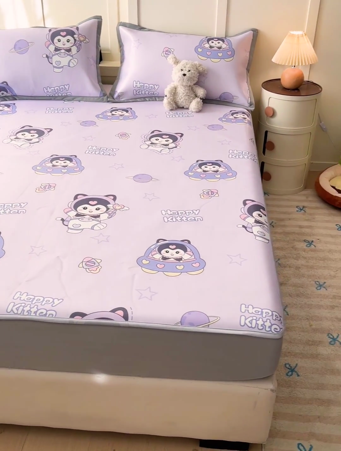 91家纺网 家纺一手货源 找家纺 富馨莱 2025新款床笠款冰藤印花凉席A类抗菌冰丝席支持定制尺寸 淘气喵