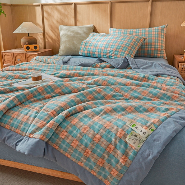 91家纺网 家纺一手货源 找家纺 伊人坊 A类水洗棉新疆棉花夏被 贝拉绿