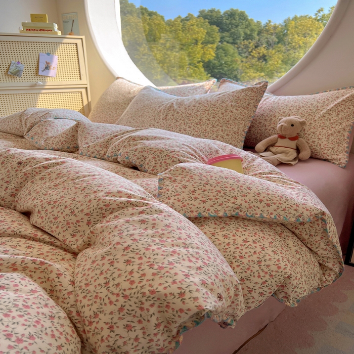 91家纺网 家纺一手货源 找家纺 葡萄家 2025爆款高克重彩色三角针A类针织双层纱四件套 提供买家秀 小森屿