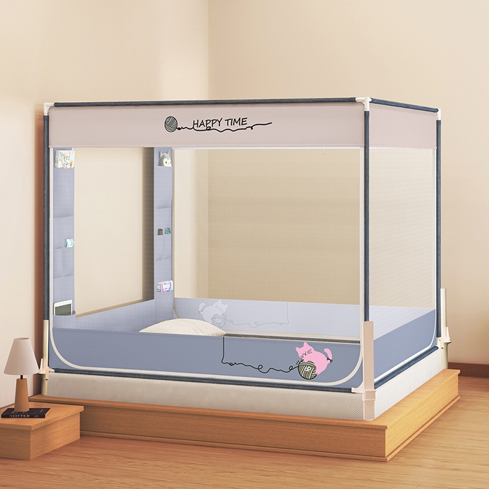 91家纺网 家纺一手货源 找家纺 （总）青竹苑 2025新款围栏支架口袋款坐床防摔蚊帐