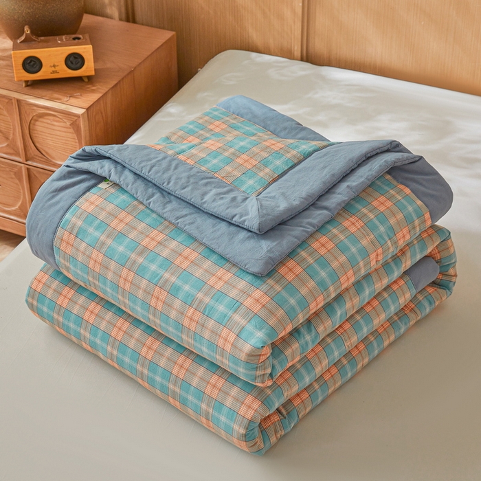 91家纺网 家纺一手货源 找家纺 伊人坊 2025新款A类无印风水洗棉新疆棉花夏被 贝拉绿