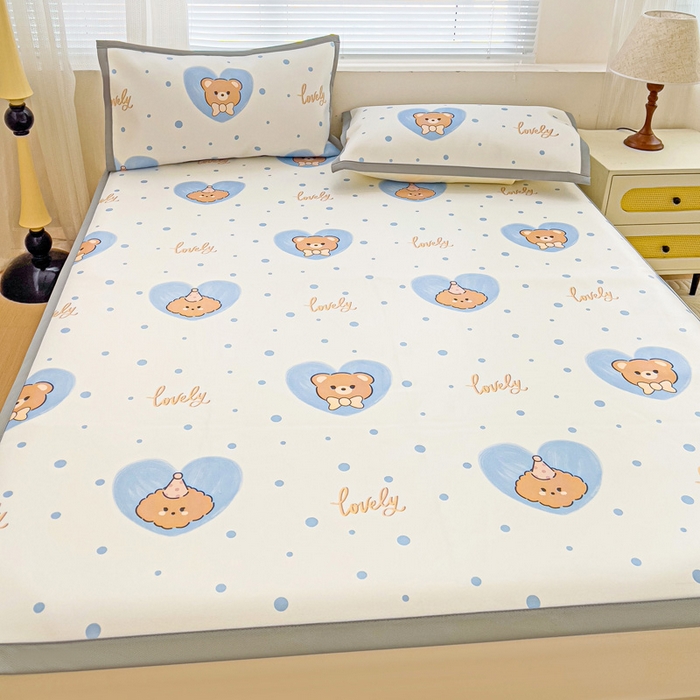 91家纺网 家纺一手货源 找家纺 （总）富馨莱 2025新款平铺款冰藤印花凉席A类抗菌冰丝席支持定制尺寸