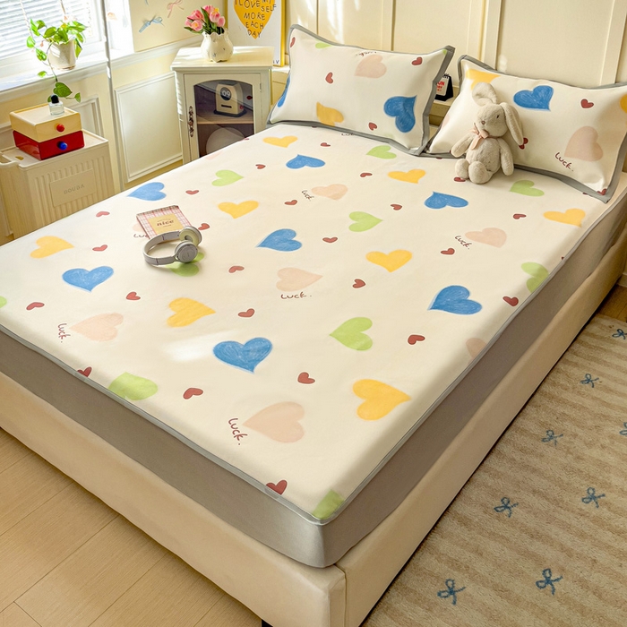 91家纺网 家纺一手货源 找家纺 富馨莱 2025新款床笠款冰藤印花凉席A类抗菌冰丝席支持定制尺寸 心意满满