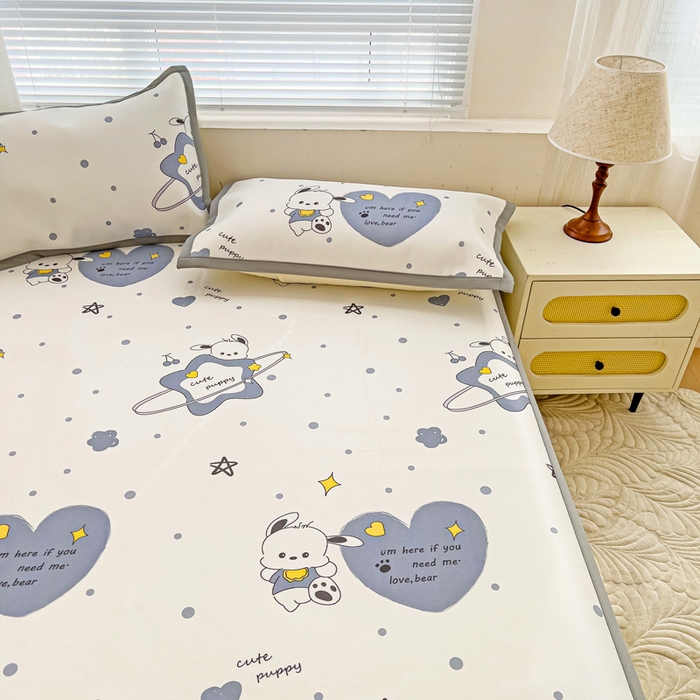 91家纺网 家纺一手货源 找家纺 富馨莱 2025新款平铺款冰藤印花凉席A类抗菌冰丝席支持定制尺寸 星星狗