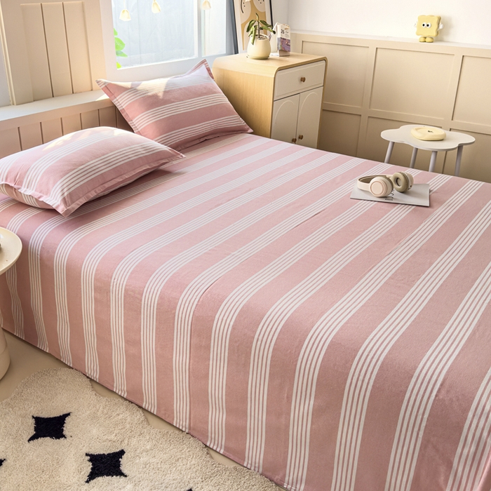 91家纺网 家纺一手货源 找家纺 首爱家纺 2025新款色织老粗布床单老粗布凉席三件套 错落