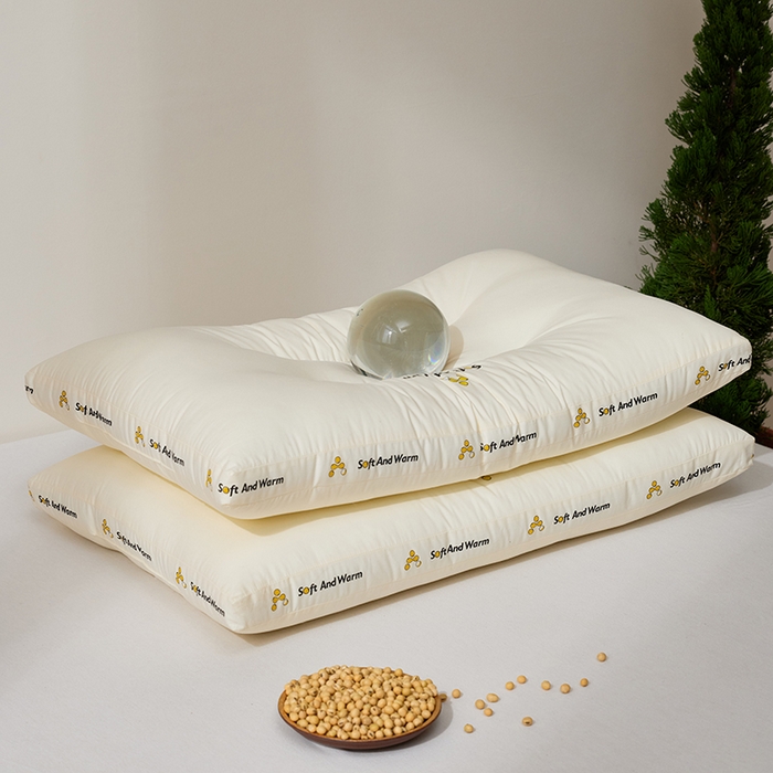 91家纺网 家纺一手货源 找家纺 昕科 2025新款全棉A类大豆纤维立体安睡枕头-高中低款-纯棉大豆纤维枕芯 大豆立体安睡-中枕