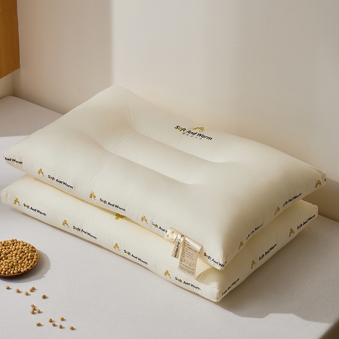 91家纺网 家纺一手货源 找家纺 昕科 2025新款全棉A类大豆纤维立体安睡枕头-高中低款-纯棉大豆纤维枕芯 大豆立体安睡-中枕