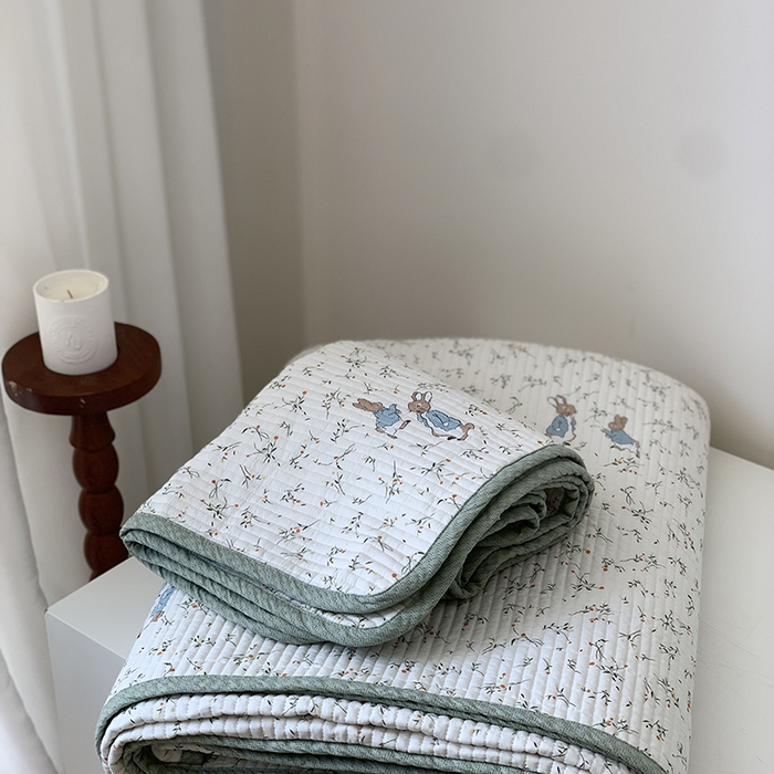 91家纺网 家纺一手货源 找家纺 汇庭 2025新款全棉床盖三件套-实拍 萝卜兔