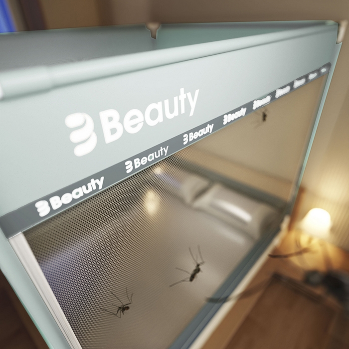 91家纺网 家纺一手货源 找家纺 青竹苑 2025新款无印字母三门坐床床笠底防摔蚊帐 蓝灰