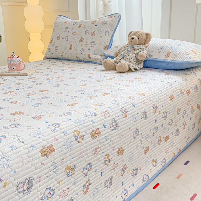 91家纺网 家纺一手货源 找家纺 顺顺家纺 2025新款全棉卡通夹棉床盖 萌宠大会