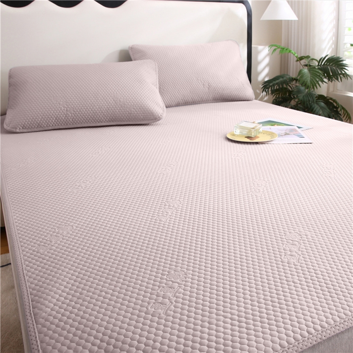 91家纺网 家纺一手货源 找家纺 2025新款3D凉豆豆凉感席子圆角床席款凉席三件套 凉豆豆-粉玉