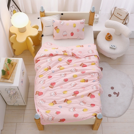 鱼宝 2025新款A类时尚印花儿童针织棉夏被 果冻兔