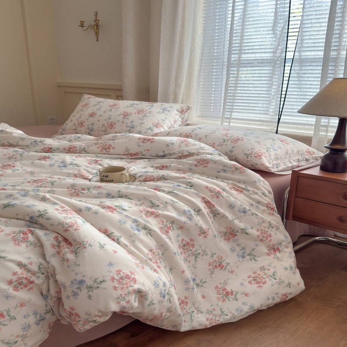 91家纺网 家纺一手货源 找家纺 曲之慕2025新款A类母婴级有氧全棉纯棉双层纱印花四件套 芳若-米