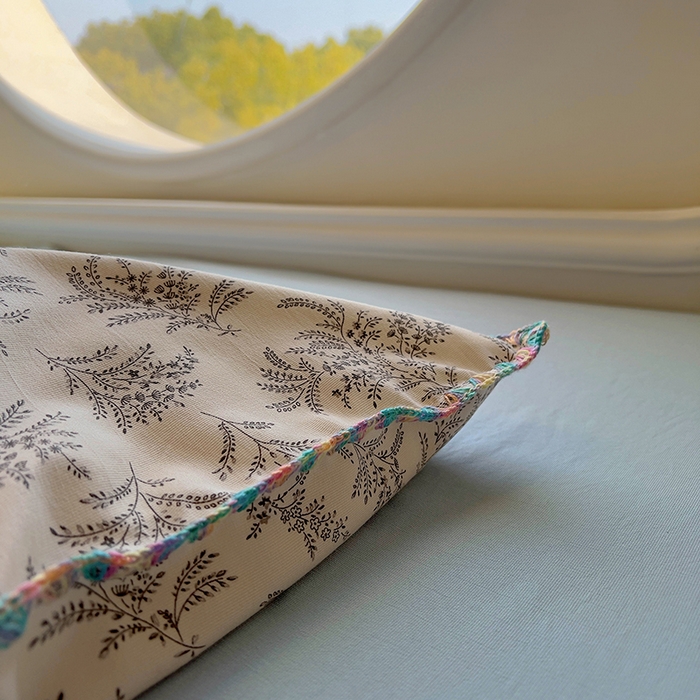 91家纺网 家纺一手货源 找家纺 （总）葡萄家 2025直播爆款高克重彩色三角针A类针织双层纱四件套 提供买家秀