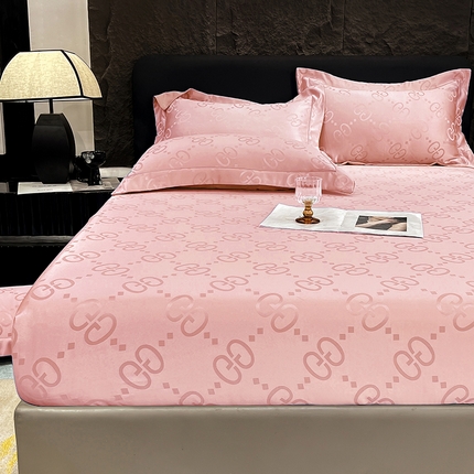 经年 2025新款水洗真丝冰丝天丝提花单床笠 洛克系列 洛克-粉玉单床笠