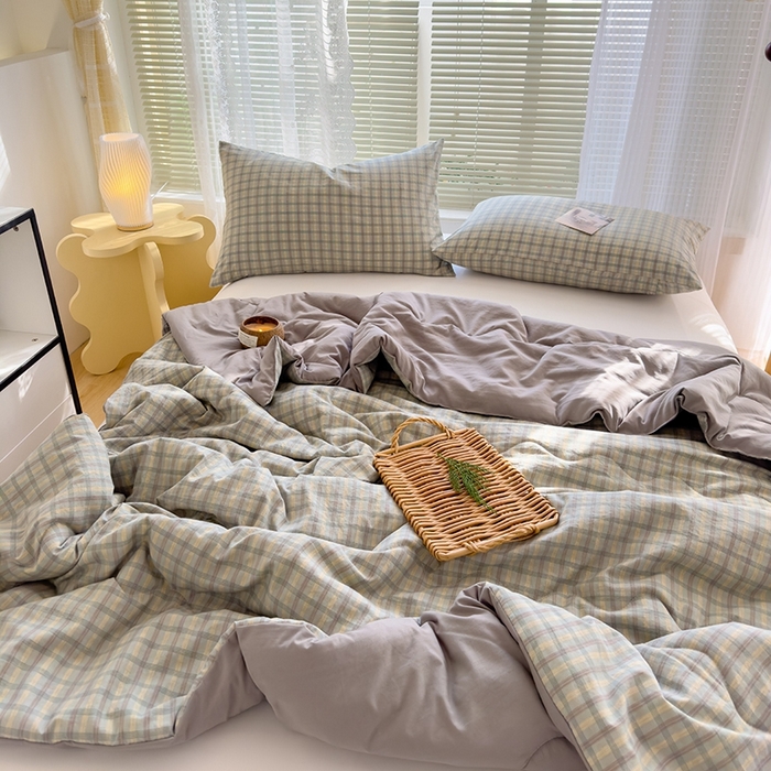 91家纺网 家纺一手货源 找家纺 2025新款无印风夏被 咖大格