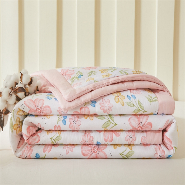 91家纺网 家纺一手货源 找家纺 2025新款小花款新疆棉花夏被【棉花含量100%】夏季空调被薄被子可机洗夏凉被 花香四季