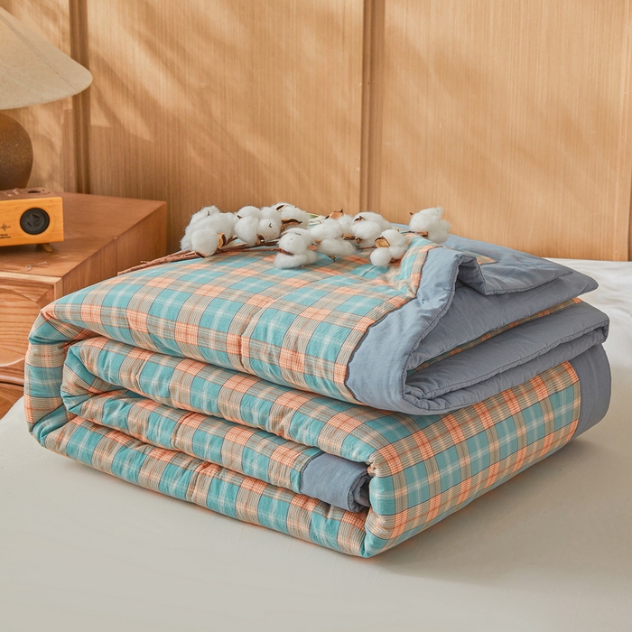 91家纺网 家纺一手货源 找家纺 伊人坊 2025新款A类无印风水洗棉新疆棉花夏被 贝拉绿