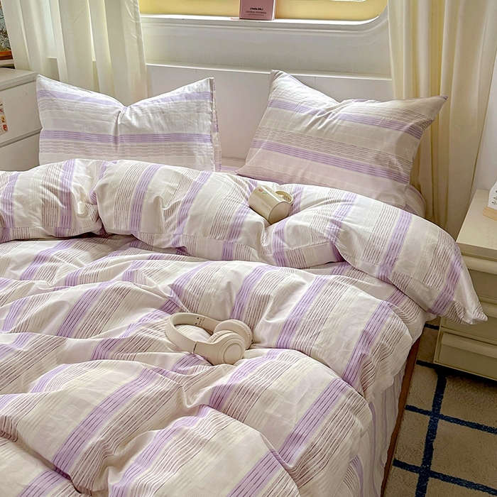 91家纺网 家纺一手货源 找家纺 田野2025新款13372全A全棉四件套 紫椰千层