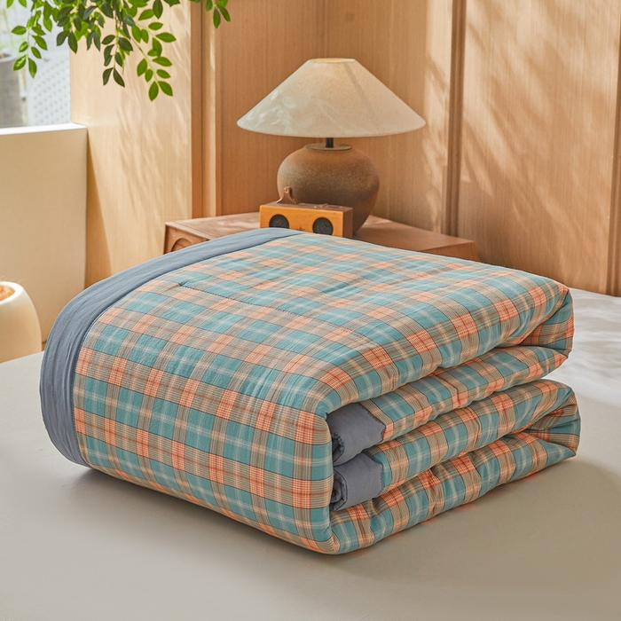 91家纺网 家纺一手货源 找家纺 伊人坊 2025新款A类无印风水洗棉新疆棉花夏被 贝拉绿