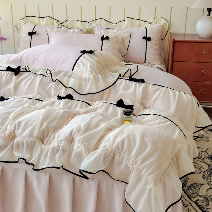 91家纺网 家纺一手货源 找家纺 狂想家（床边故事）2025赛琳法式高定四件套 赛琳茶花粉