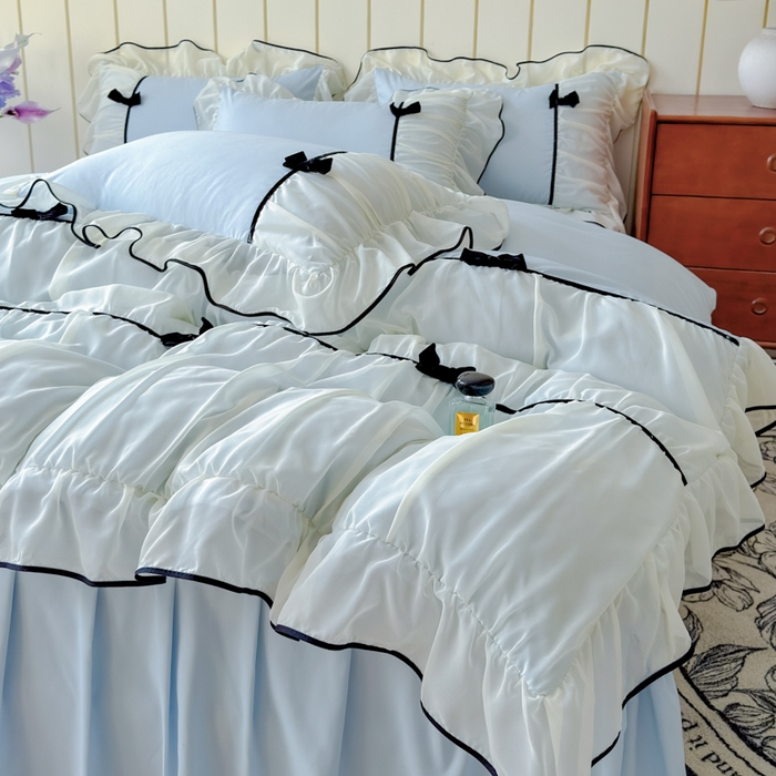 91家纺网 家纺一手货源 找家纺 狂想家（床边故事）2025赛琳法式高定四件套 赛琳晴空兰