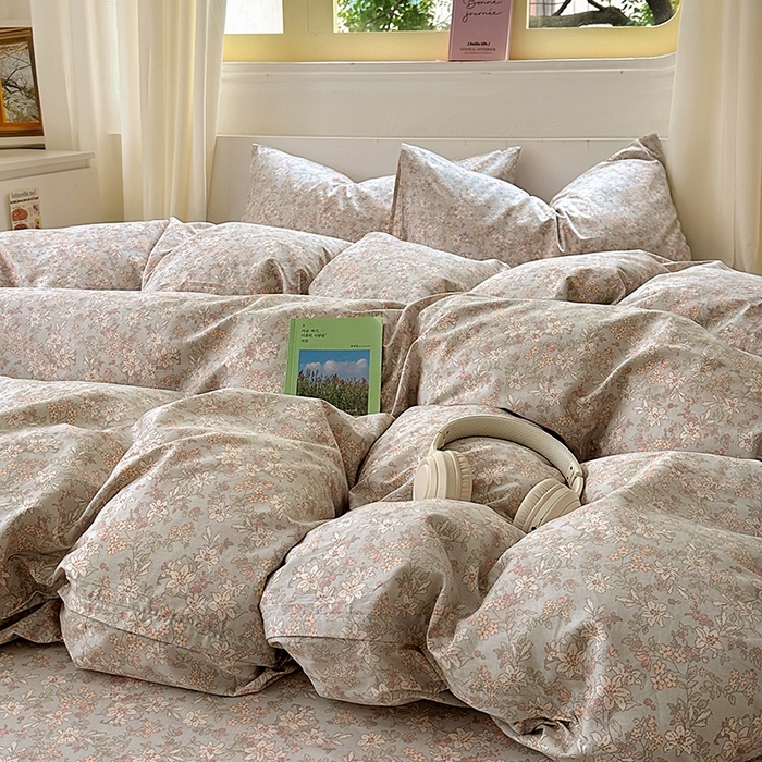 91家纺网 家纺一手货源 找家纺 田野2025新款13372全A全棉四件套 春色