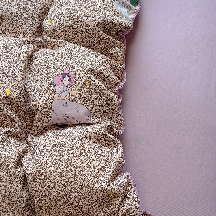 91家纺网 家纺一手货源 找家纺 葡萄家 2025爆款高克重彩色三角针A类针织双层纱四件套 提供买家秀 安娜小姐