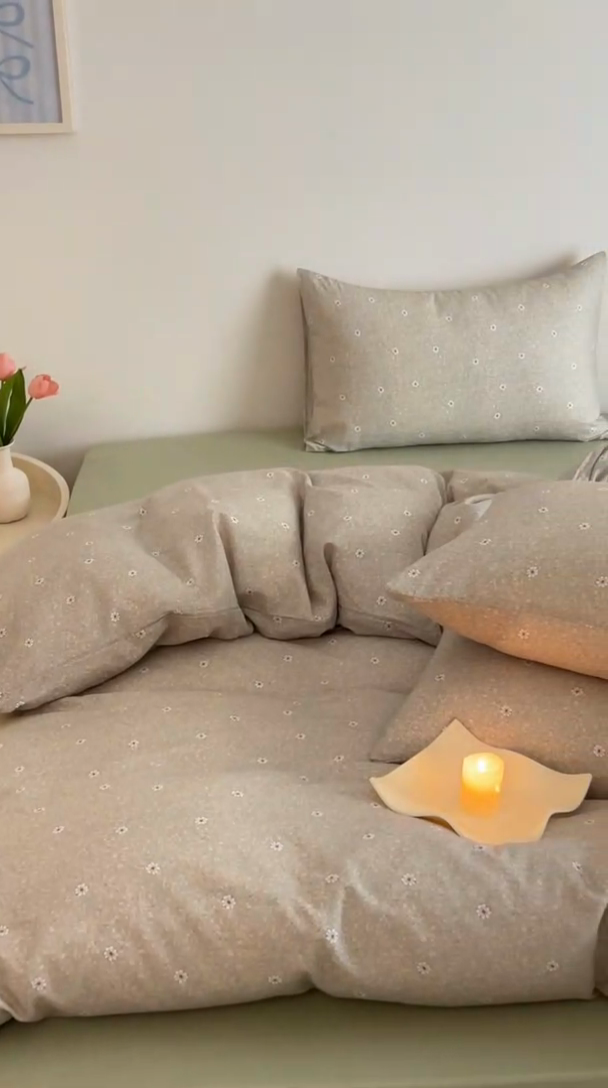 91家纺网 家纺一手货源 找家纺 塞纳 2026新款.全棉有氧双层纱四件套-场景一 流薇纱-绿