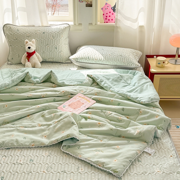 91家纺网 家纺一手货源 找家纺 慕尚家纺  2025春夏新款乳胶凉席水洗棉夏被夏凉被空调被三件套四件套 夏日蝴蝶