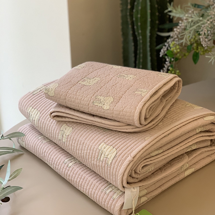 91家纺网 家纺一手货源 找家纺 汇庭 2025新款全棉床盖三件套-实拍 庄园小象