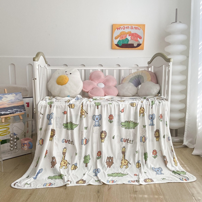 91家纺网 家纺一手货源 找家纺 2026新款儿童针织多功能盖毯 大鳄乐园