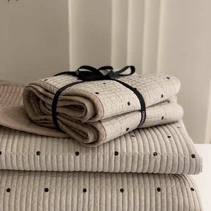 91家纺网 家纺一手货源 找家纺 汇庭 2025新款全棉床盖三件套-实拍 巧克力波点