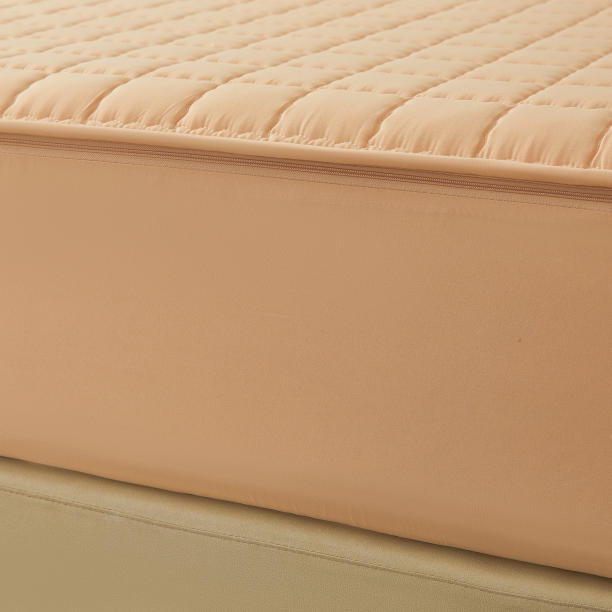 91家纺网 家纺一手货源 找家纺 欧邦 2025新款可拆卸六面全包夹棉床笠 单面夹棉-羊驼色