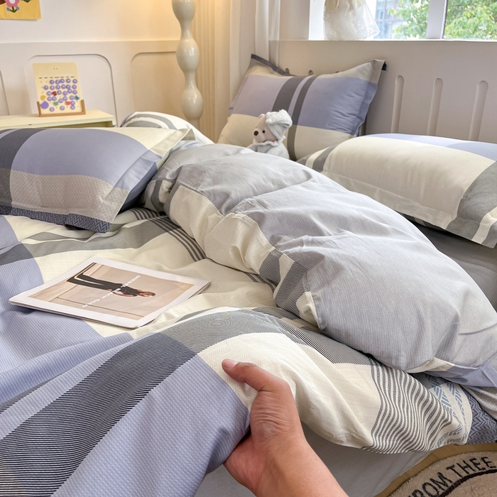 91家纺网 家纺一手货源 找家纺 大吉 2025新款100全棉纯棉喷气小清新被套四件套纯棉三件套床笠四件套单被套单枕套 卡迪