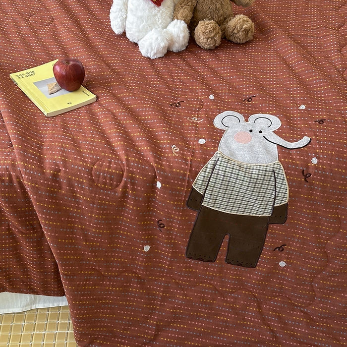 91家纺网 家纺一手货源 找家纺 月夏 2025新款全棉色织提花新疆棉花夏被被子被芯-彩点律动 彩点律动-桔色