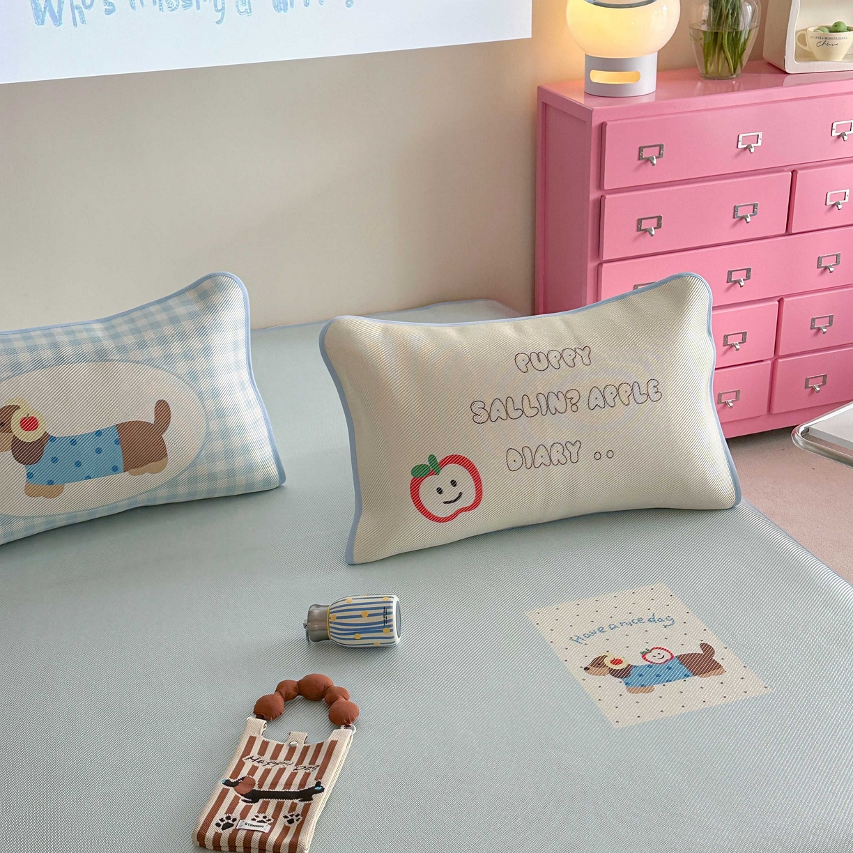 91家纺网 家纺一手货源 找家纺 美乐迪家纺 2025新款数码印花养生冰藤凉席 居家腊肠狗