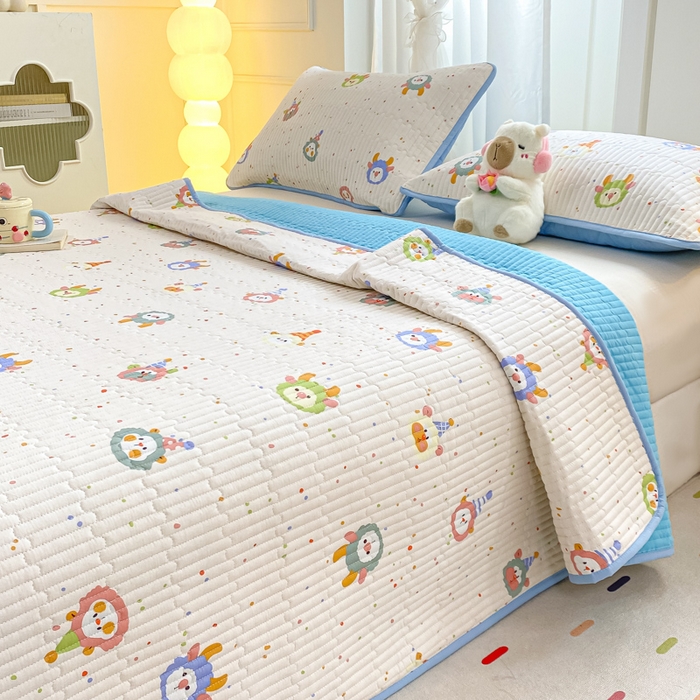 91家纺网 家纺一手货源 找家纺 顺顺家纺 2025新款全棉卡通夹棉床盖 小可爱