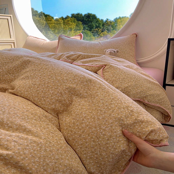 91家纺网 家纺一手货源 找家纺 葡萄家 2025爆款高克重彩色三角针A类针织双层纱四件套 提供买家秀 野忘