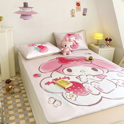 米帛家纺 2025新款 A类大版三丽鸥冰藤席-床笠款 草莓美乐蒂