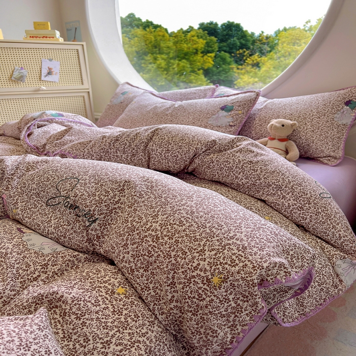 91家纺网 家纺一手货源 找家纺 葡萄家 2025爆款高克重彩色三角针A类针织双层纱四件套 提供买家秀 安娜小姐