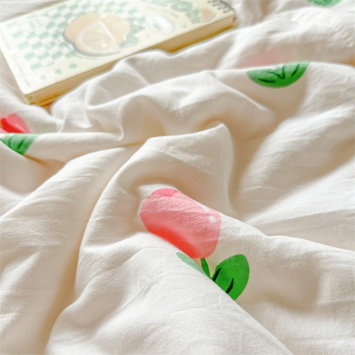 91家纺网 家纺一手货源 找家纺 慕尚家纺  2025春夏新款乳胶凉席水洗棉夏被夏凉被空调被三件套四件套 郁金香