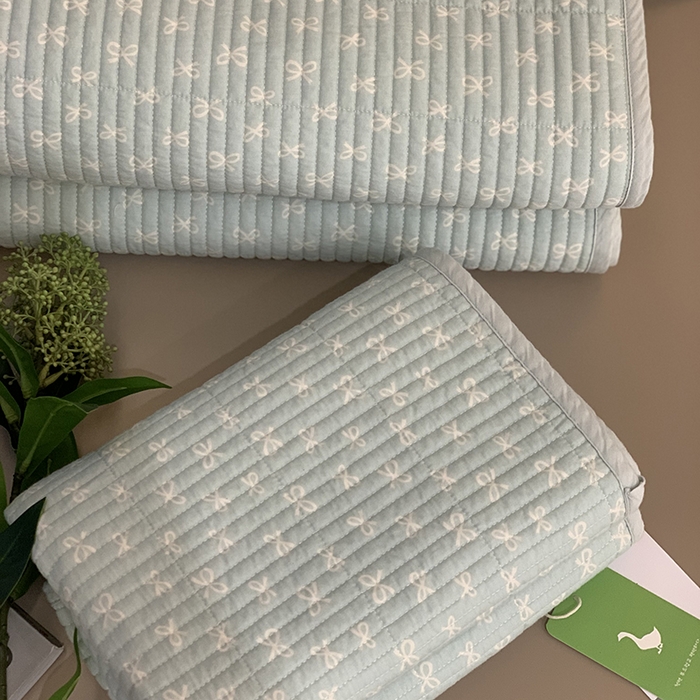 91家纺网 家纺一手货源 找家纺 汇庭 2025新款全棉床盖三件套-实拍 小贝蝶蓝