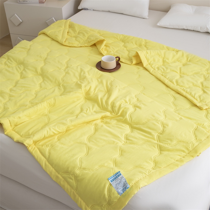 91家纺网 家纺一手货源 找家纺 梵心家纺 2025新款直播热款印花夏凉被空调被被子被芯水洗棉夏被 黄色