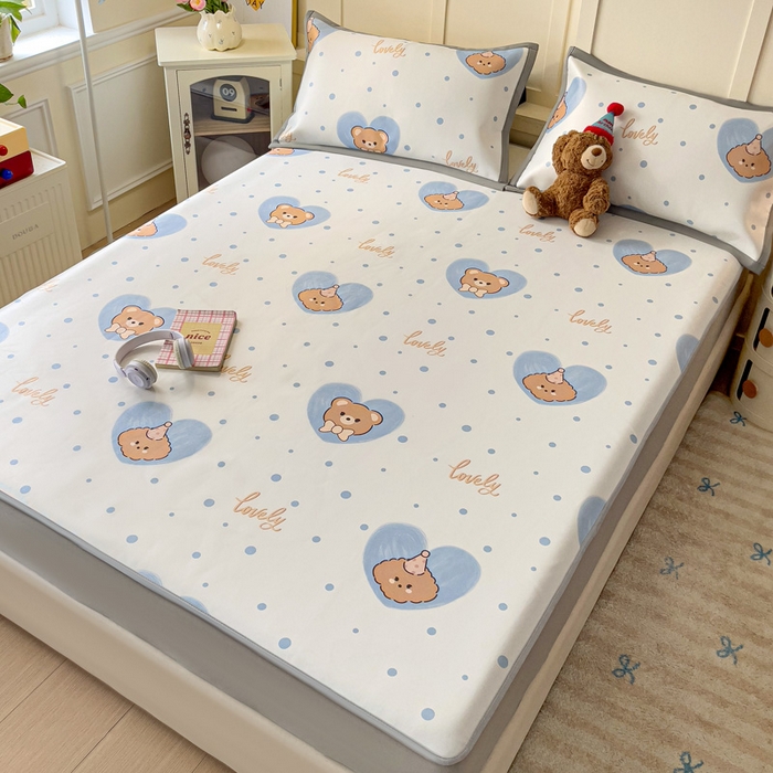 91家纺网 家纺一手货源 找家纺 （总）富馨莱 2025新款床笠款冰藤印花凉席A类抗菌冰丝席支持定制尺寸