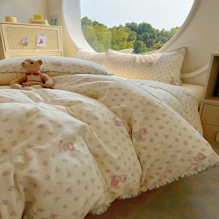 91家纺网 家纺一手货源 找家纺 葡萄家 2025爆款高克重彩色三角针A类针织双层纱四件套 提供买家秀 约克夏夏