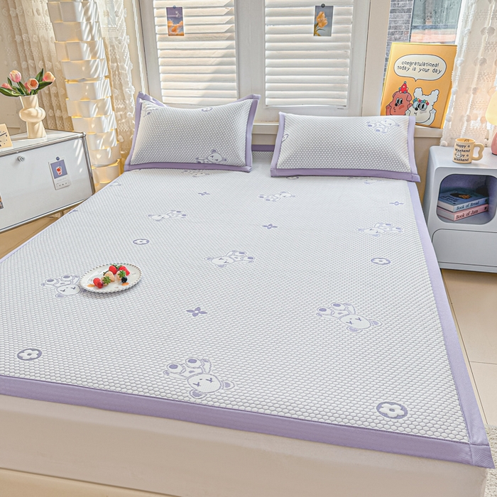 91家纺网 家纺一手货源 找家纺 2025新款凉感冰豆豆凉席-暴力熊系列 暴力熊-黛紫