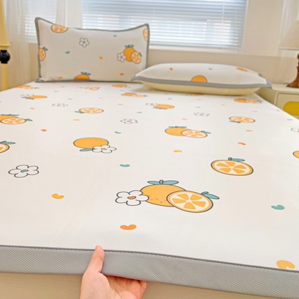 富馨莱 2025新款平铺款冰藤印花凉席A类抗菌冰丝席支持定制尺寸 心想事成