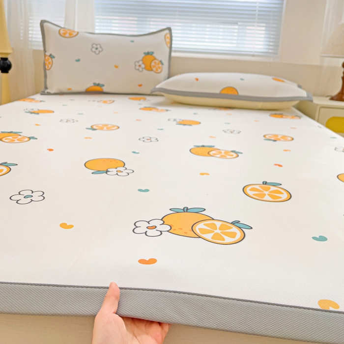 91家纺网 家纺一手货源 找家纺 富馨莱 2025新款平铺款冰藤印花凉席A类抗菌冰丝席支持定制尺寸 心想事成